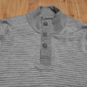 Relwen Gray 1/4 Button Long Sleeve Stand Collar Sweatshirt Top Men’s Large
